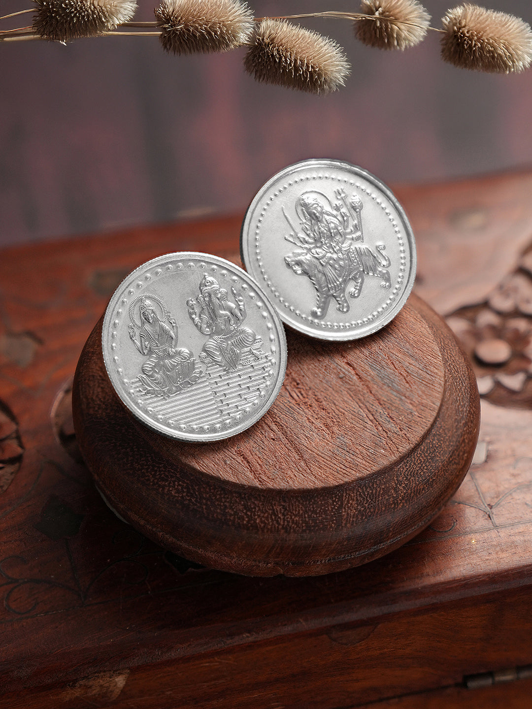 Laxmi Ganesh & Maa sherawali each 10 gram 999 Round Silver Coin